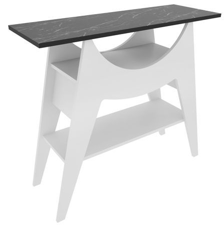 Console fixe bois blanc et noir effet marbre Ursula 100 cm
