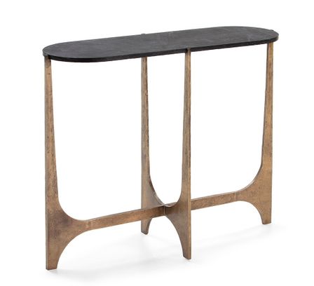 Console marbre noir et pieds métal doré Paiso 92 cm
