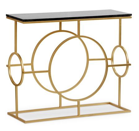 Console marbre noir et pieds métal doré Fitzge 91 cm
