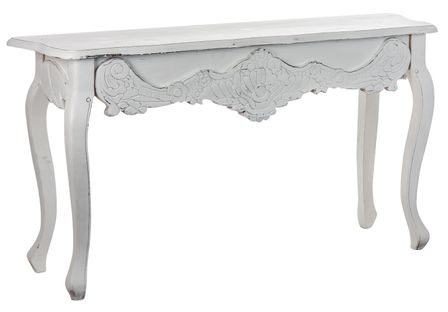 Console pin massif recyclé blanc décapé Ormie