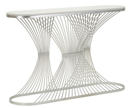 Console rayée métal argenté effet marbre design élégant