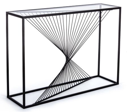 Console rectangle verre trempé et pieds en acier Robie L 107 cm