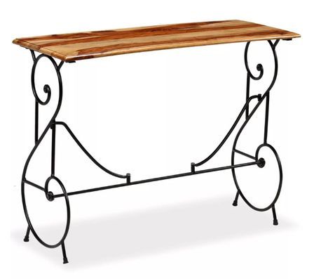 Console sesham foncé et pieds métal noir bouclés Remax