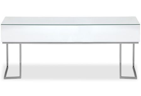 Console verre effet miroir et pieds métal argenté Narso 119 cm