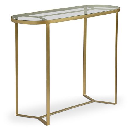 Console verre et pieds métal doré Otilla 100 cm