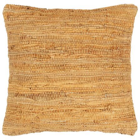 Coussin chindi Brun roux 60x60 cm Cuir et coton