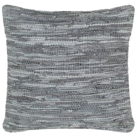 Coussin chindi Gris 60x60 cm Cuir et coton
