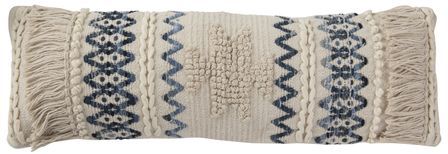 Coussin denim rectangulaire coton bleu et blanc Levi L 90 cm