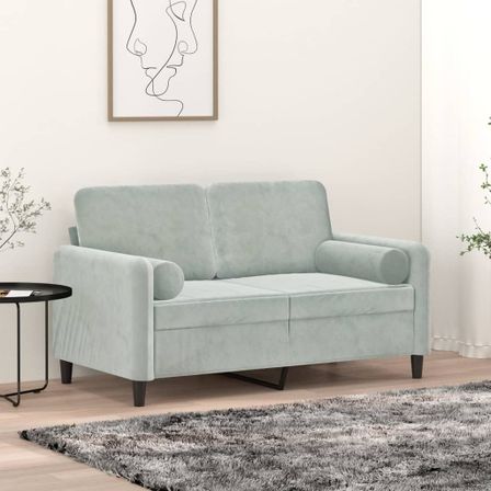 Coussins décoratifs 2 pcs Gris clair Ø15x50 cm Velours