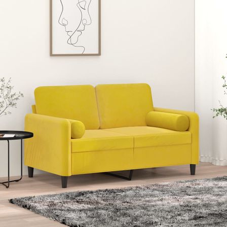Coussins décoratifs 2 pcs Jaune Ø15x50 cm Velours