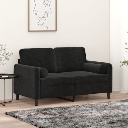 Coussins décoratifs 2 pcs Noir Ø15x50 cm Velours