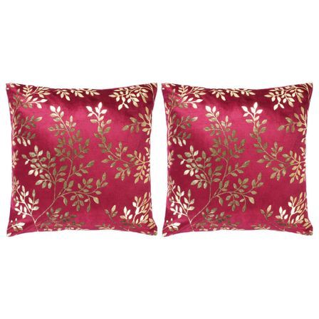 Coussins imprimés à film 2 pcs Bordeaux et doré 40x40cm Velours