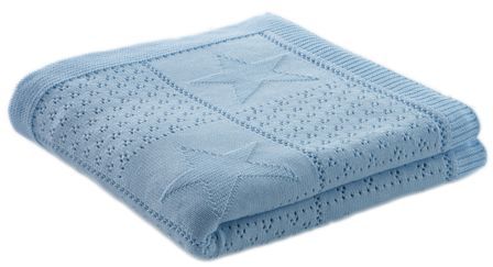 Couverture Tricot Coton Bleu Ciel Etoiles Doux Nid