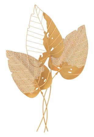 Décoration murale feuille d'automne dorée 53 x 4 x 84,5 cm