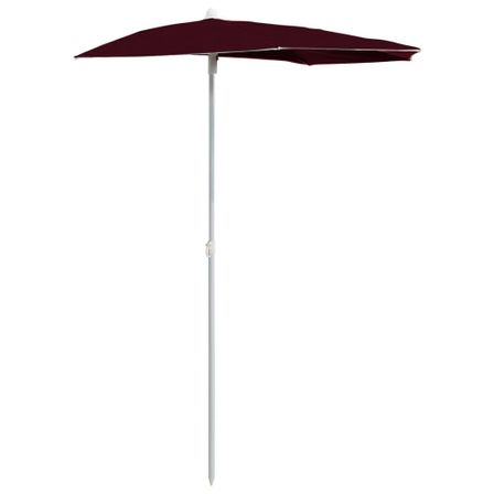 Demi-parasol de jardin avec mât 180x90 cm Rouge bordeaux