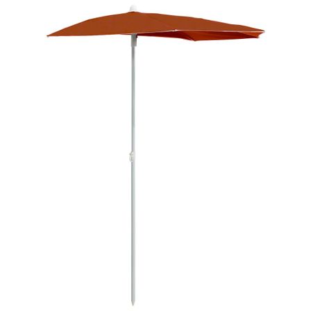 Demi-parasol de jardin avec mât 180x90 cm Terre cuite