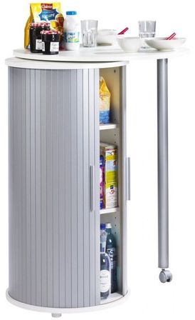 Desserte de cuisine avec table pivotante blanc et gris Couna