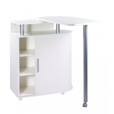 Desserte de cuisine avec table pivotante NATY 110 cm – Meuble gain de place avec rangement