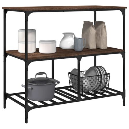 Desserte de cuisine en bois et métal Renivo 100 cm – Élégance et fonctionnalité