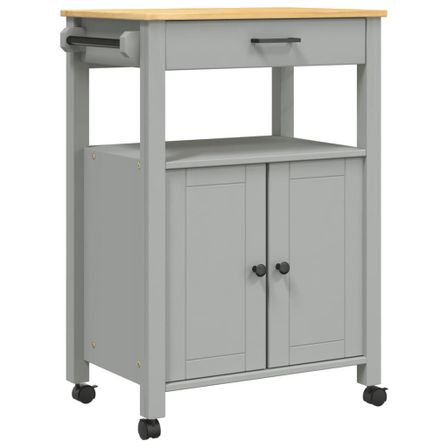 Desserte de cuisine en Pin massif Kitcha 60 cm - 2 portes et 1 tiroir