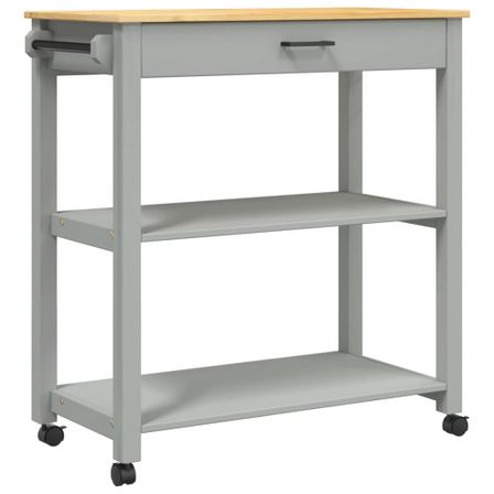 Desserte de cuisine en Pin massif Kitcha 84 cm - 1 tiroir et 2 étagères