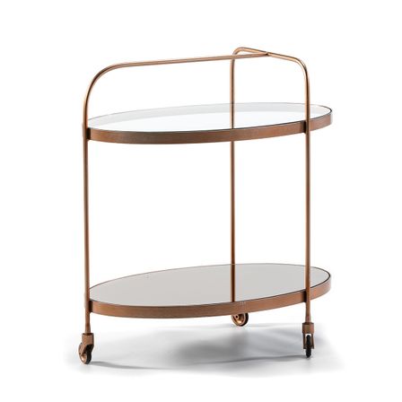 Desserte sur roulettes verre et miroir Diras