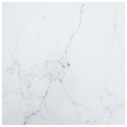 Dessus de table Blanc 30x30cm 6mm Verre trempé et design marbre