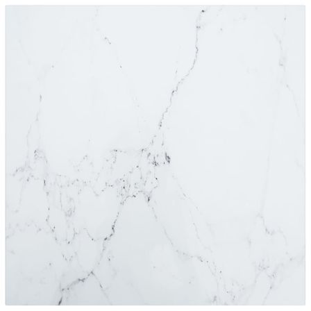 Dessus de table Blanc 50x50cm 6mm Verre trempé et design marbre