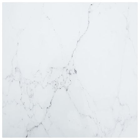 Dessus de table Blanc 70x70cm 6mm Verre trempé et design marbre