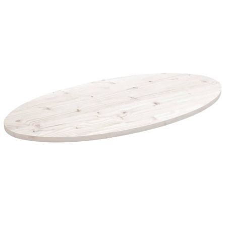 Dessus de table blanc 90x45x2,5 cm bois de pin massif ovale