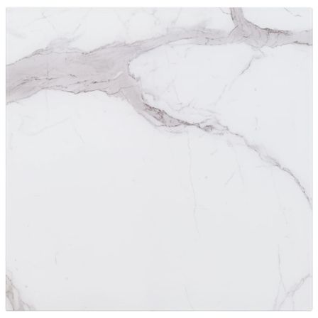 Dessus de table Blanc Carré 80x80 cm Verre et texture de marbre