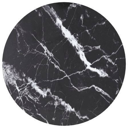 Dessus de table Noir Ø70x0,8 cm Verre trempé avec design marbre