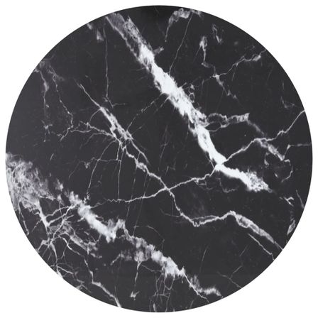 Dessus de table Noir Ø90x1cm Verre trempé avec design de marbre