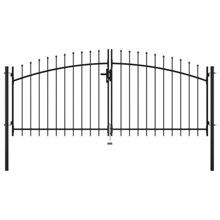 Double portail avec haut sous forme de lance 300 x 150 cm