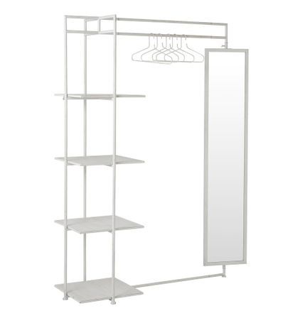 Dressing 4 étagères 1 miroir métal blanc Narsh