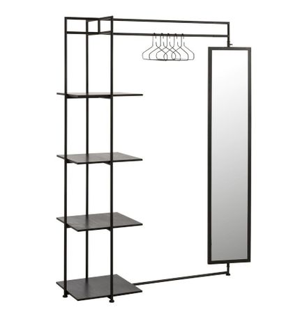 Dressing 4 étagères 1 miroir métal noir Narsh