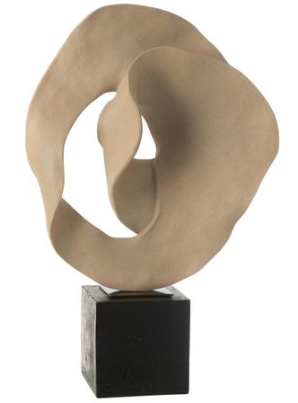 éco abstraite sur socle résine beige & noir VERCLA H 60 cm