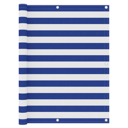 Écran de balcon Blanc et bleu 120x500 cm Tissu Oxford