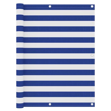 Écran de balcon Blanc et bleu 120x600 cm Tissu Oxford