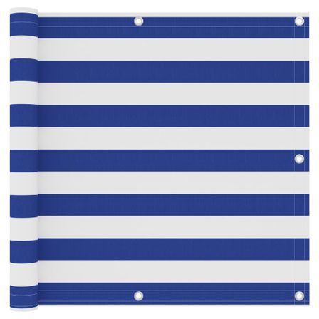 Écran de balcon Blanc et bleu 90x300 cm Tissu Oxford