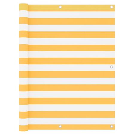 Écran de balcon Blanc et jaune 120x400 cm Tissu Oxford