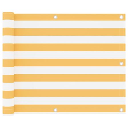 Écran de balcon Blanc et jaune 75x600 cm Tissu Oxford