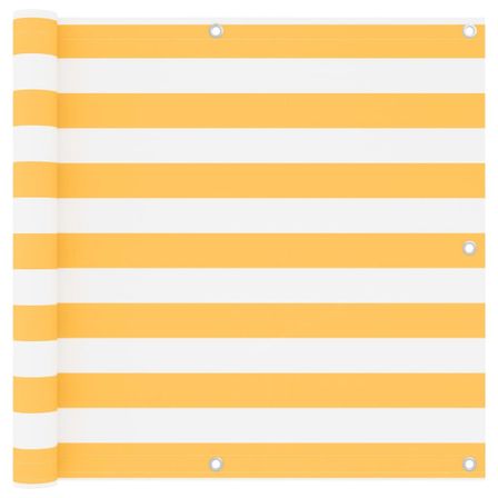 Écran de balcon Blanc et jaune 90x600 cm Tissu Oxford