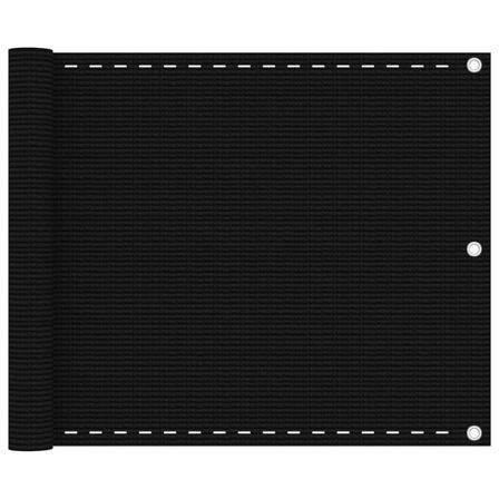 Écran de balcon Noir 75x600 cm PEHD