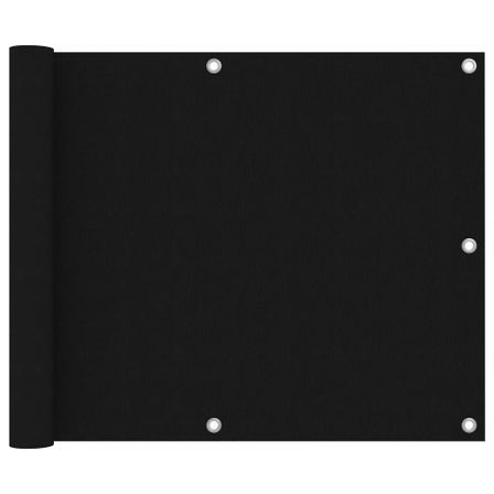 Écran de balcon Noir 75x600 cm Tissu Oxford