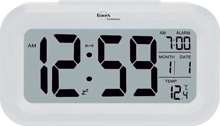 Elite Sveglia Digitale Con Luce Led Automatica (sensore Crepuscolare) - Bianco - Digital Alarm Clock With Automatic Led Light (twilight Sensor) - White DV201_W