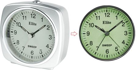 Elite Sveglia Silent Con Luce E Snooze. Quadrante Fosforescente - Argento - Silent Alarm Clock With Light And Snooze. Phosphorescent Dial - Silver RS7160_S