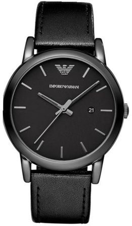 Emporio Armani Classic Gent Quartz Ss Case Pvd Black Data Black Leather Strap 41mm Wr 5atm AR1732