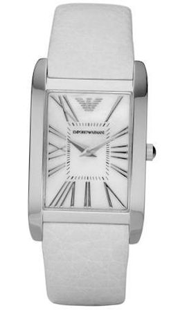 Emporio Armani Super Slim Lady, S/s Case, White Dial, White Leather Strap 26mm AR2046