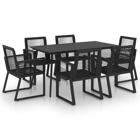 Ensemble à dîner d'extérieur 7 pcs Rotin PVC Noir 5